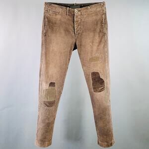 Size 31 Brown Corduroy Cotton Blend Distressed Straight Casual Pants